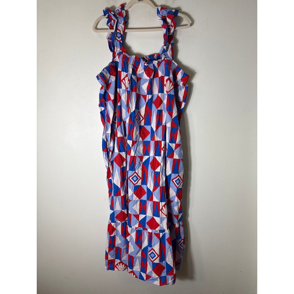 Printfresh Red Blue Cotton Summer Dress Sz 3X